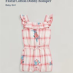 Ralph Lauren Plaid & Floral Cotton Dobby Romper Size 18 months EUC
